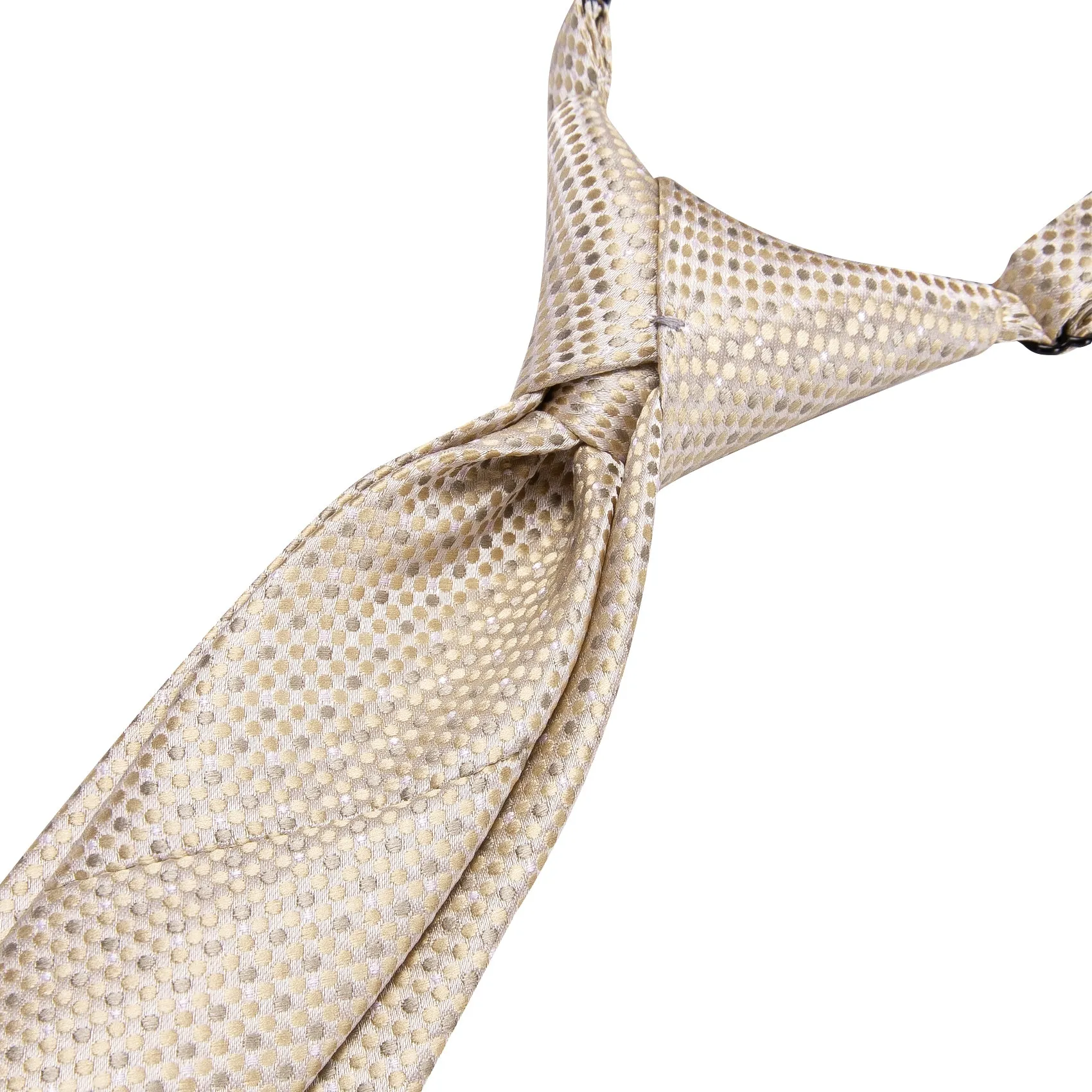 Hi-Tie Beige Dot Boys Pre-tied Adjustable Men's Necktie Pocket Square