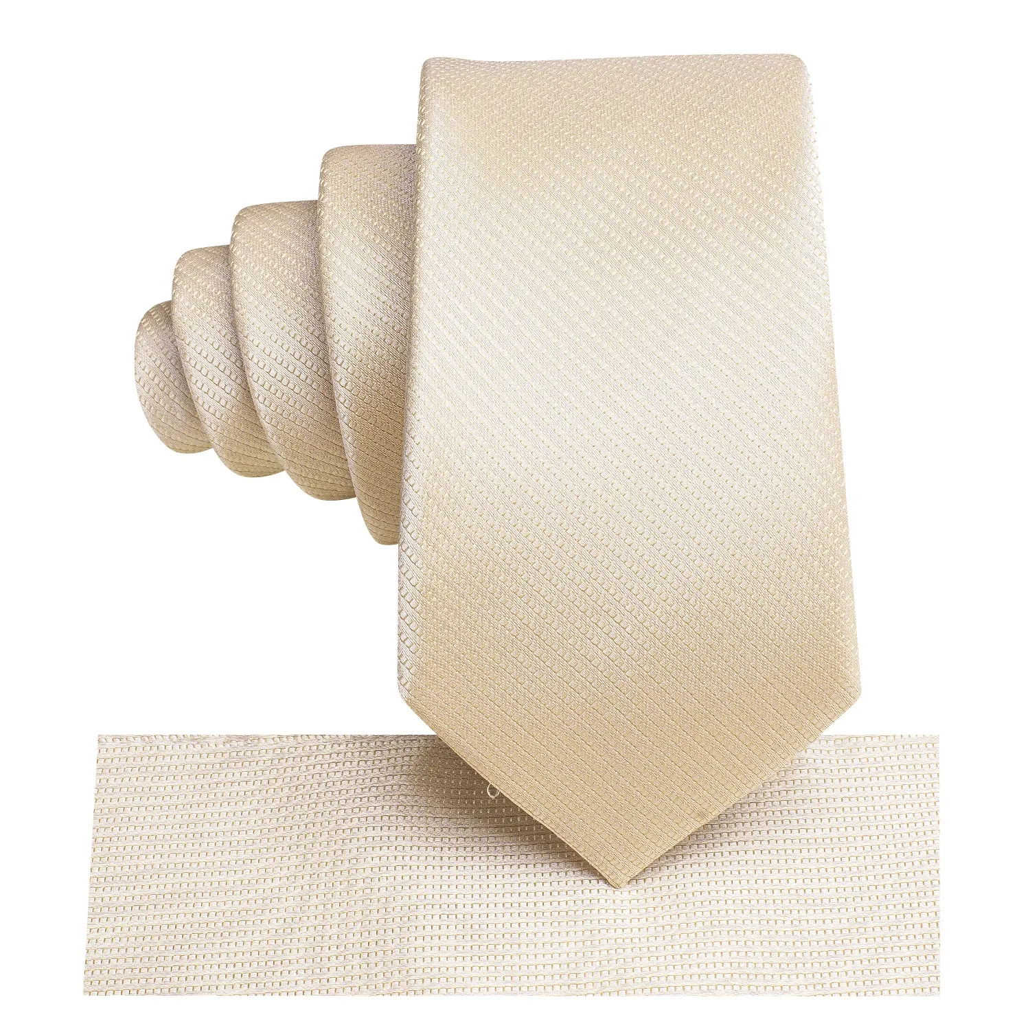 Hi-Tie Beige Striped Children's Kids Boys Tie Pocket Square 6cm