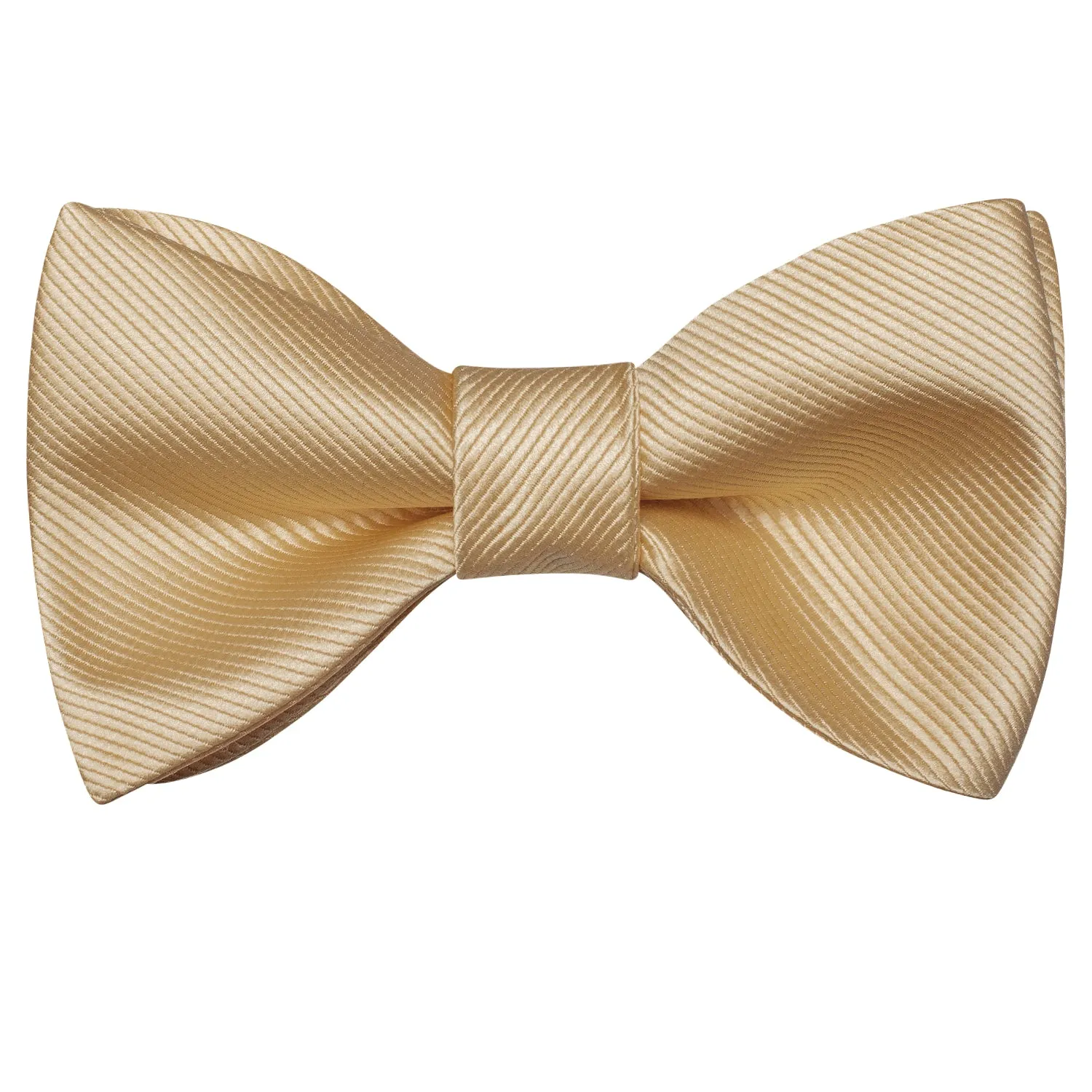 Hi-Tie Beige Striped Silk Self-tied Bow Tie Pocket Square Cufflinks Set