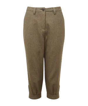 High Waisted Tweed Breeks - Loden Green Herringbone Tweed