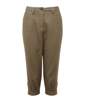 High Waisted Tweed Breeks - Loden Green Herringbone Tweed