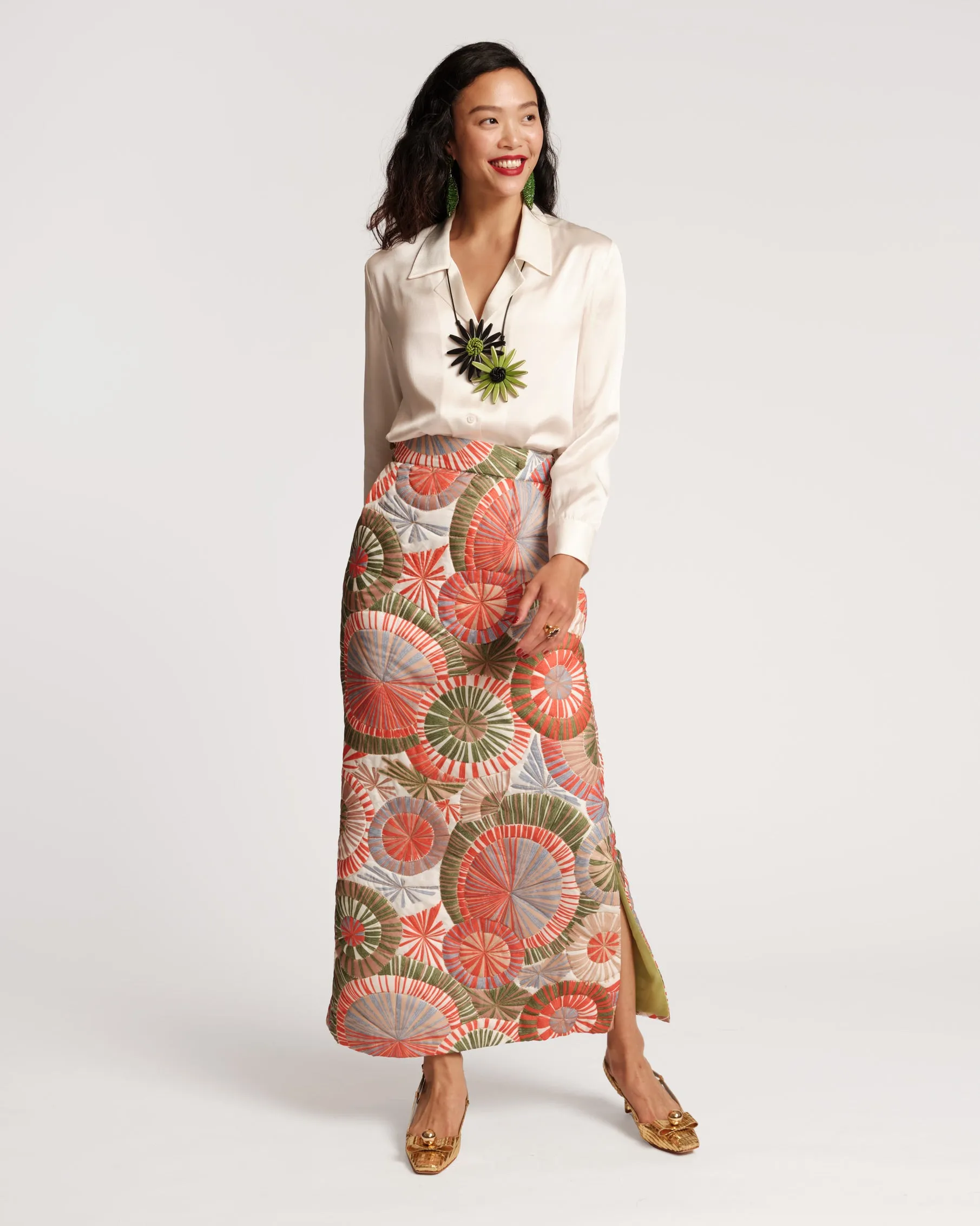 Hostess Quilted Skirt Starburst Print