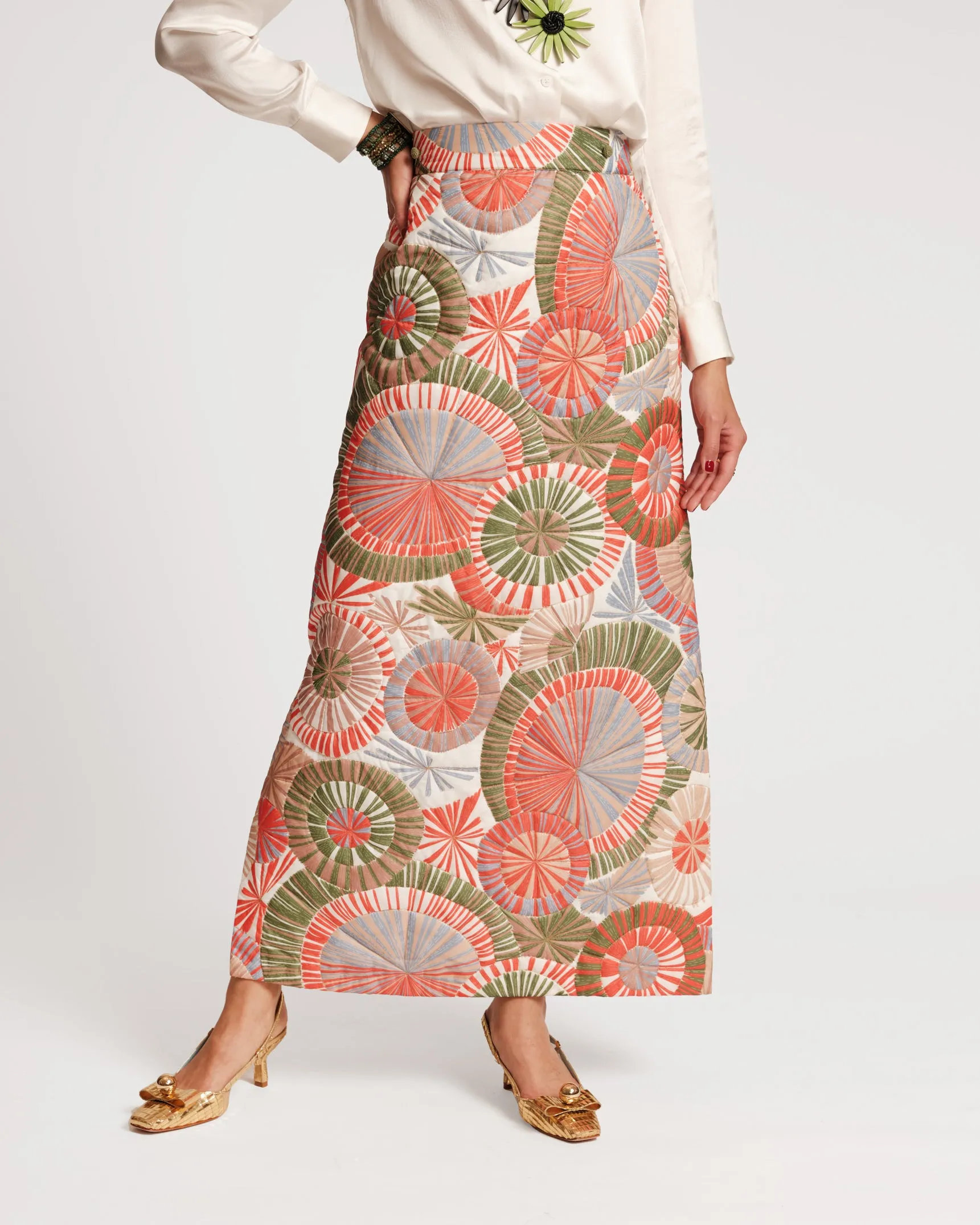 Hostess Quilted Skirt Starburst Print