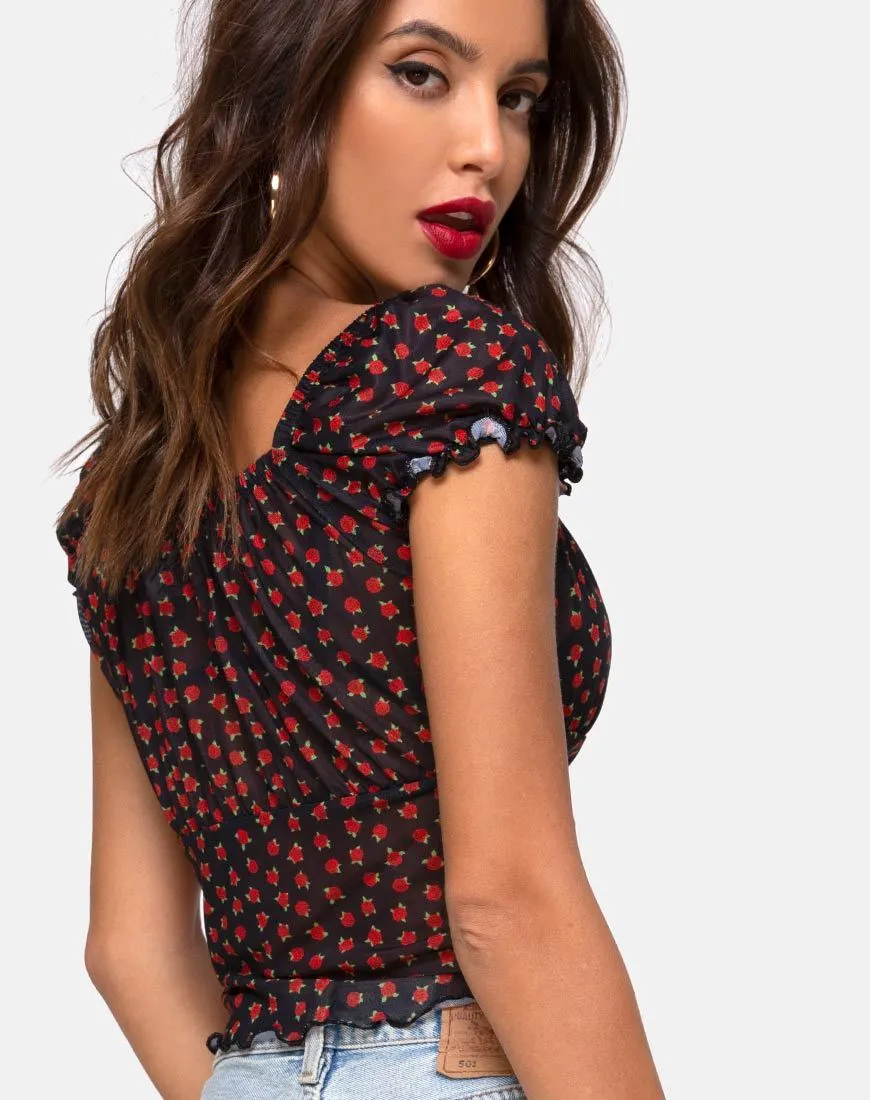 Jalina Top in Dotty Rose Net