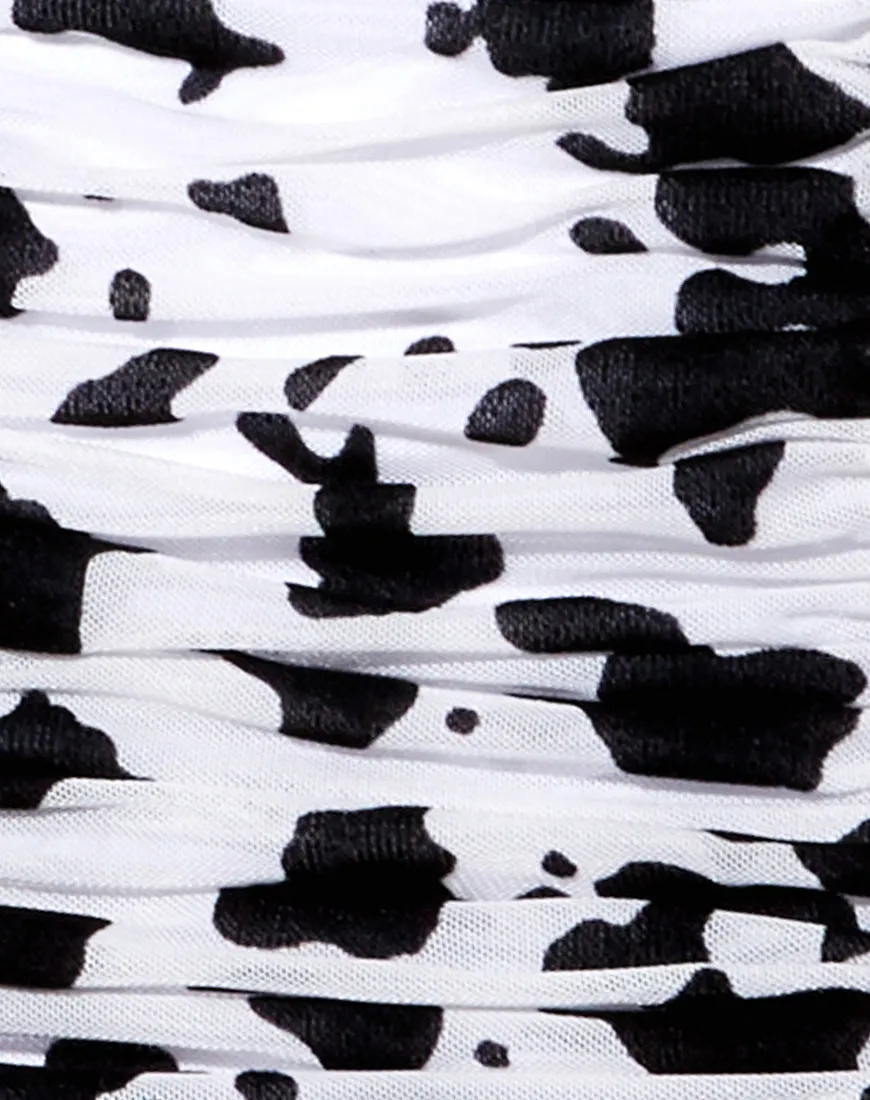 Jora Mini Skirt in Flock Dalmation Black and White