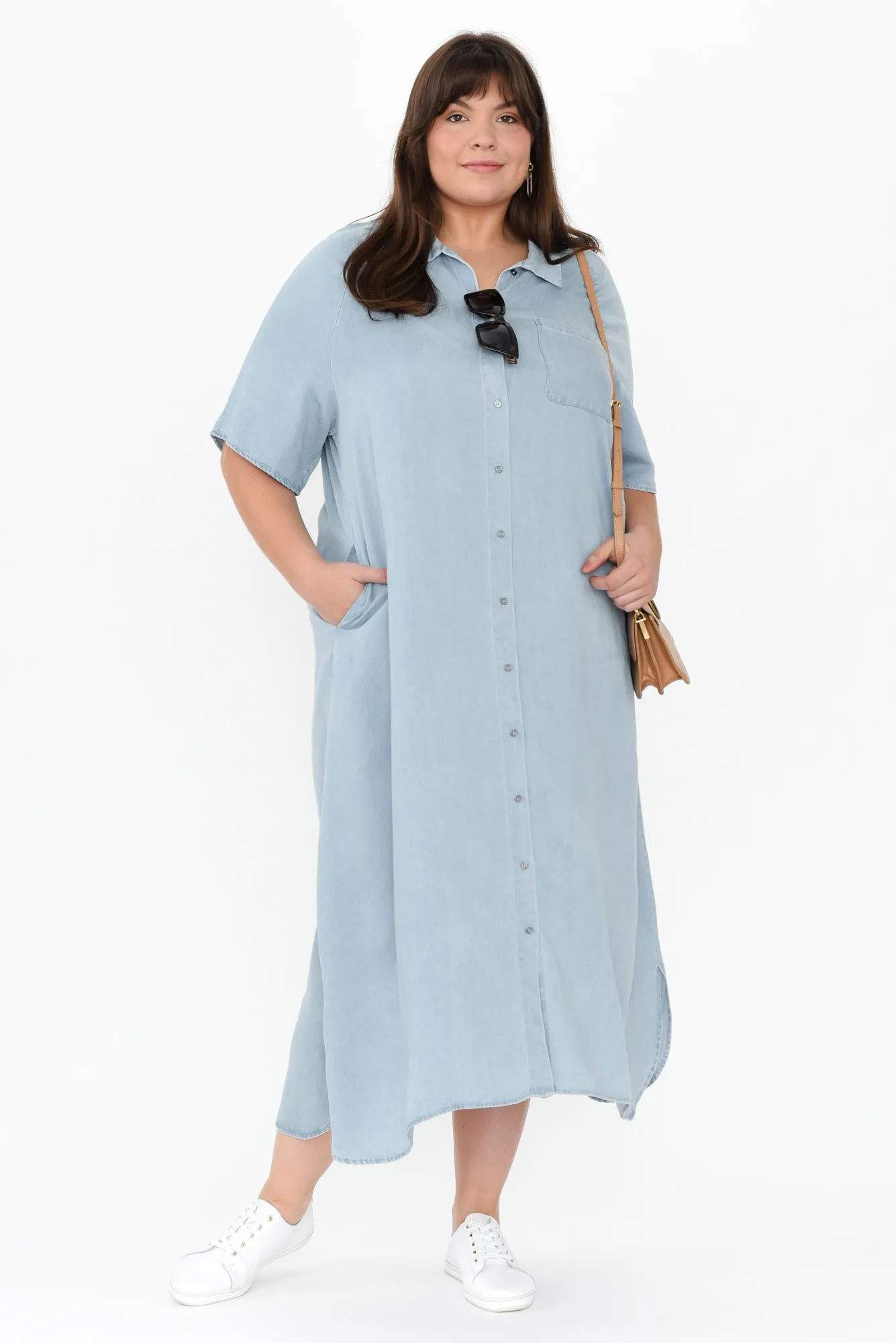 Josy Blue Chambray Shirt Dress