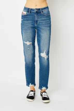 Judy Blue Full Size Distressed Slim Jeans