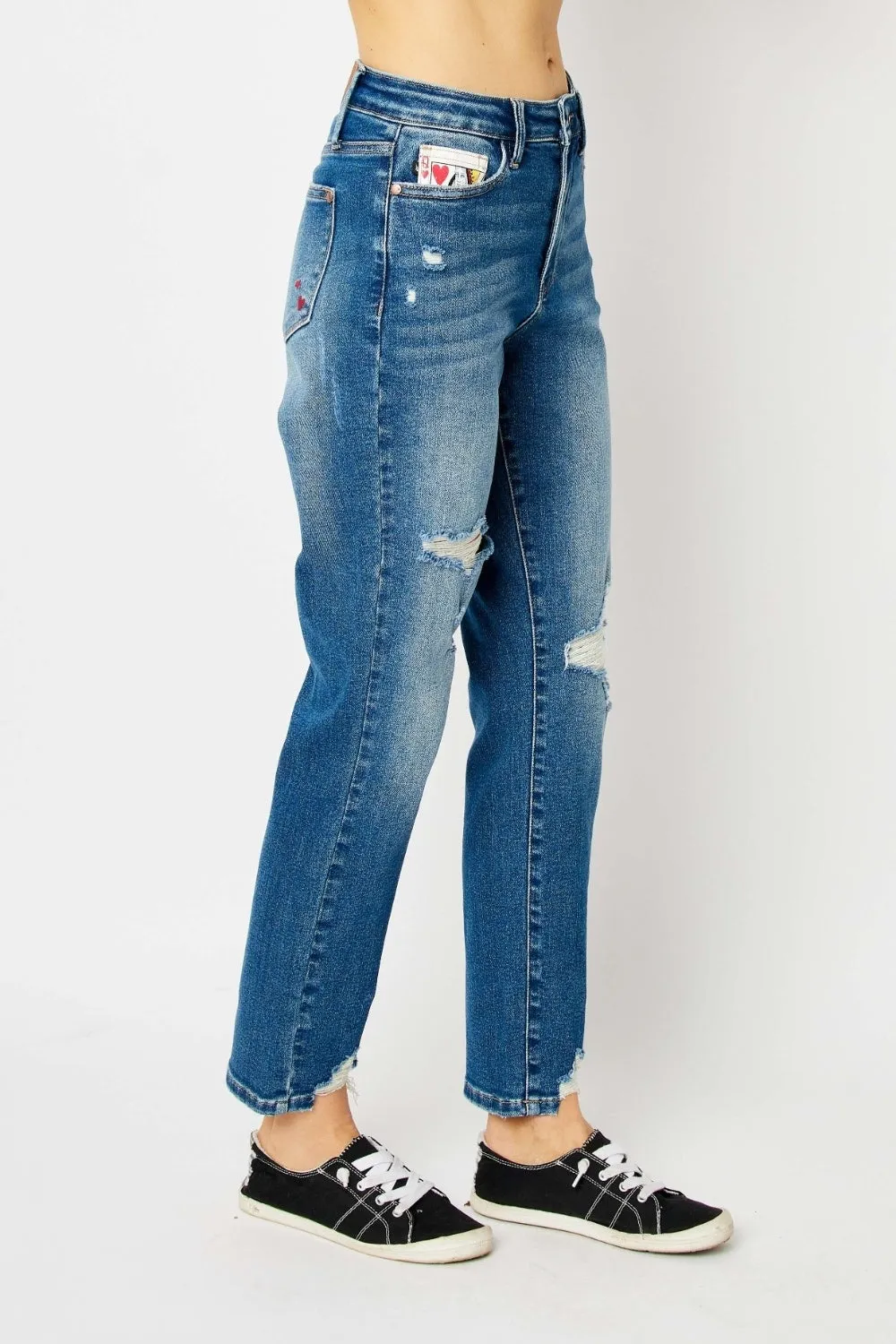 Judy Blue Queen Of Hearts Coin Pocket BF Jeans [Online Exclusive]