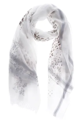 JUNGLE White Grey Wool Woman Scarf