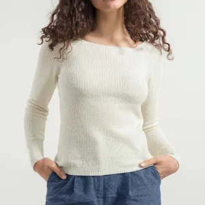 LAST ONE in XL - Recycled Silk 2-sided Sweater Giselle - Off White