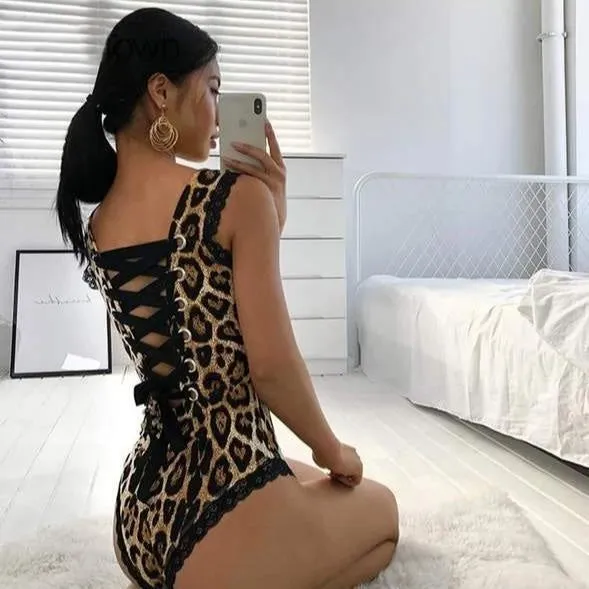 Leopard Lace Back Bodysuit