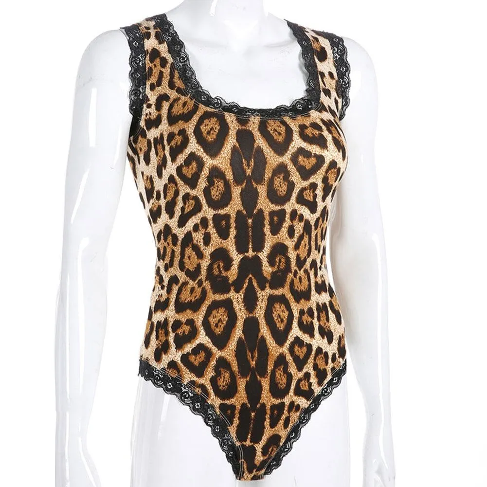 Leopard Lace Back Bodysuit