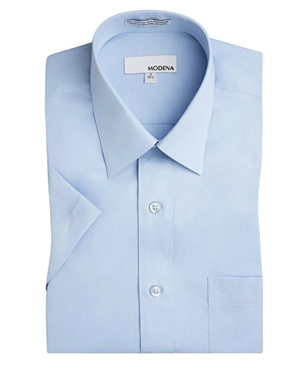 Light Blue Poplin Short Sleeve Dress Shirt