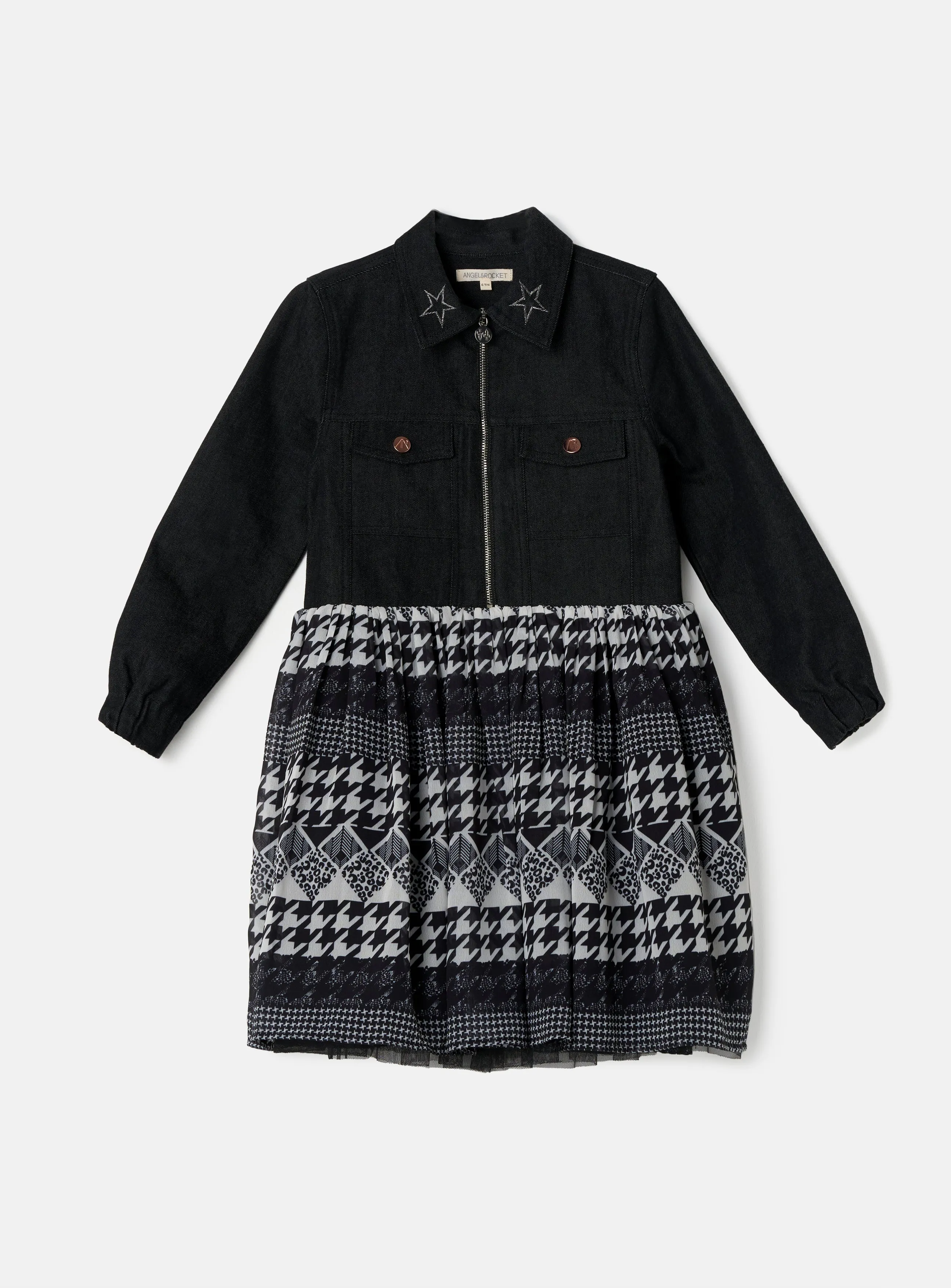 Lila Denim Jacket Check Skirt Dress