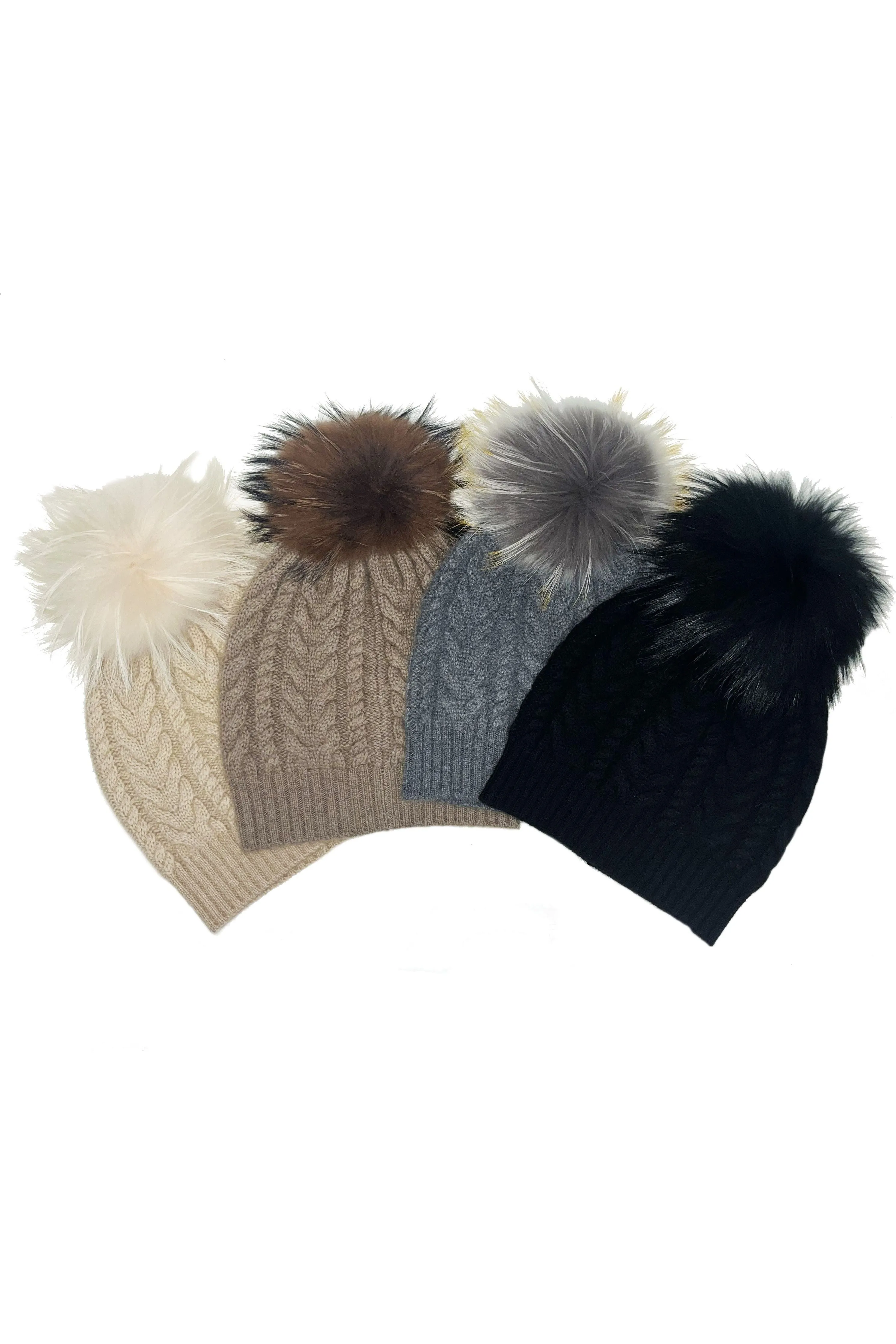 Linda Richards Cashmere Cable Pom-pom Hat HA-96 | Brown