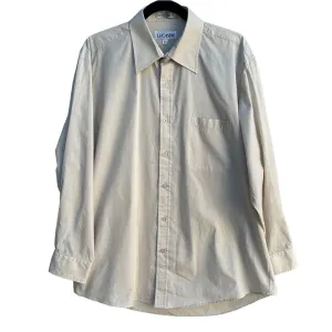 Lucasini Men's Beige Button Down Cotton Blend Long Sleeve Dress Shirt 16" Collar