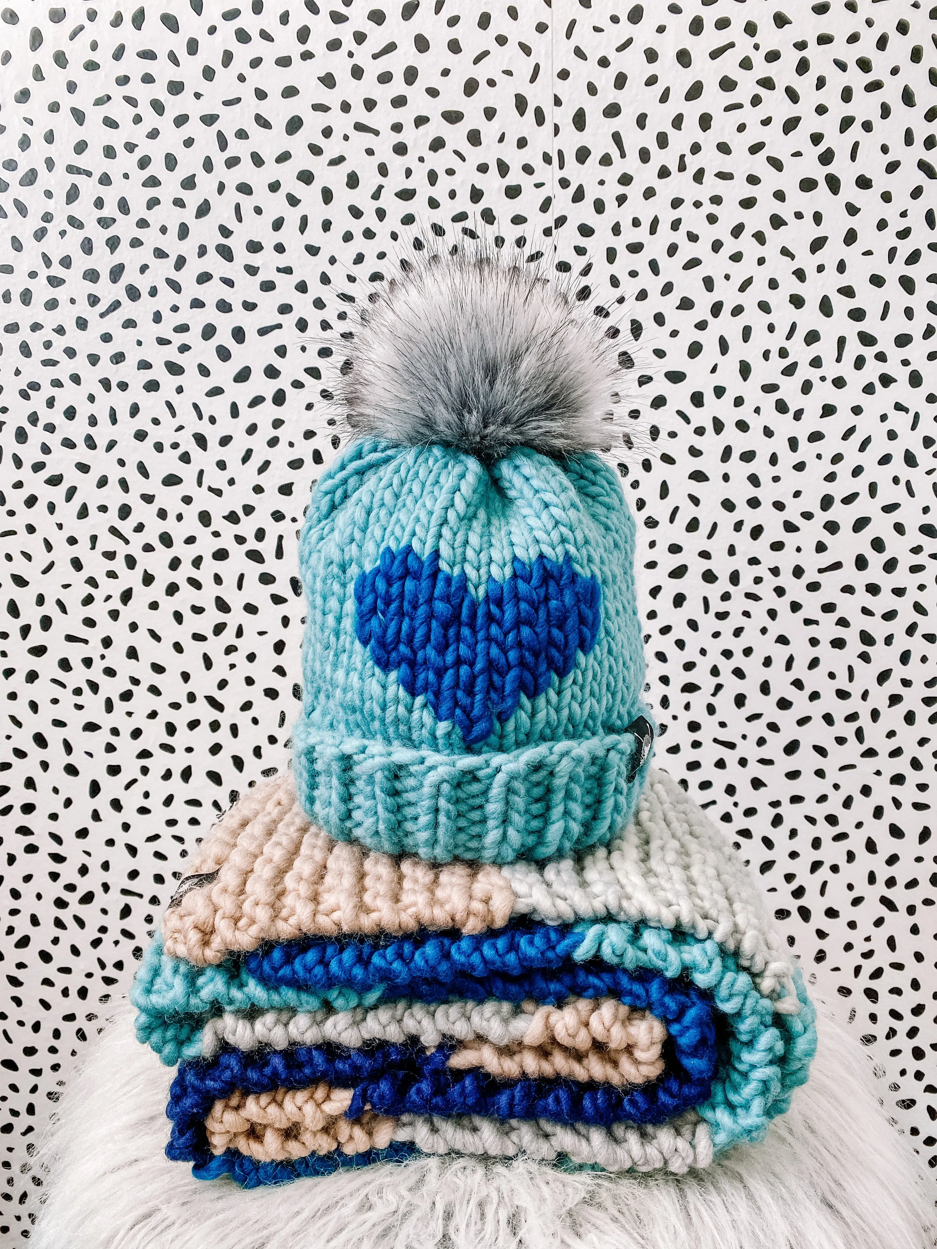 MADE TO ORDER : Merino Folded Brim Big Heart Beanie