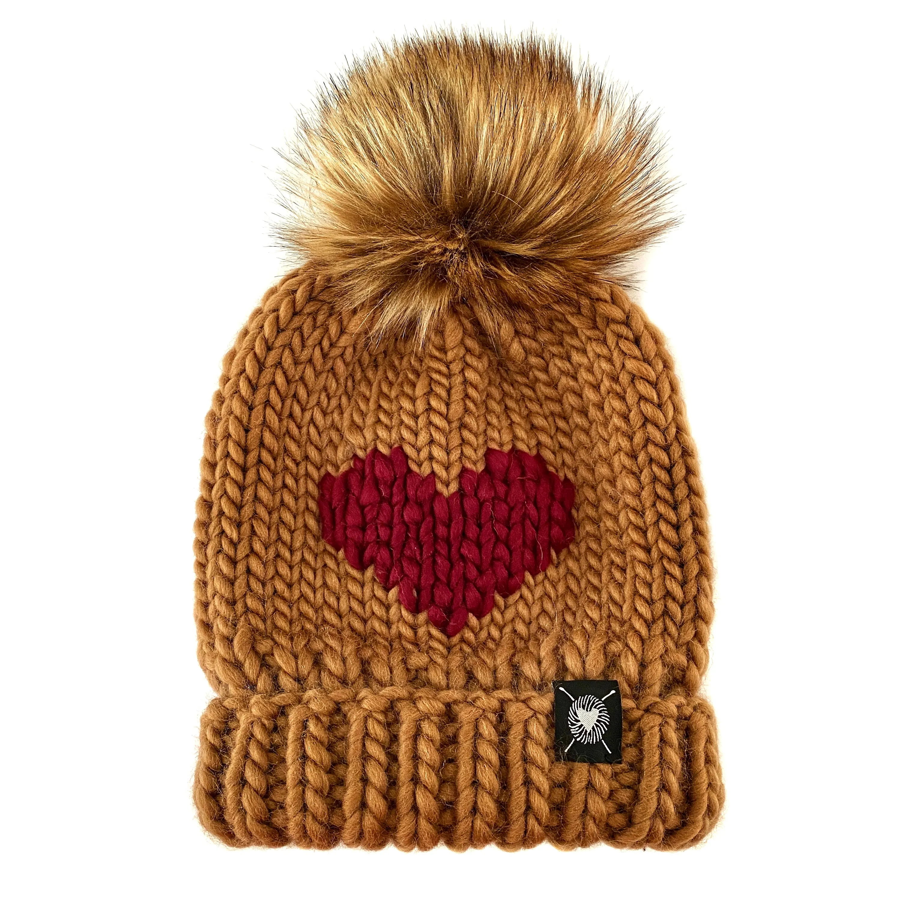 MADE TO ORDER : Merino Folded Brim Big Heart Beanie