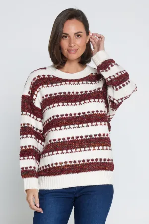 Mali Jumper  - Cream/Burgundy