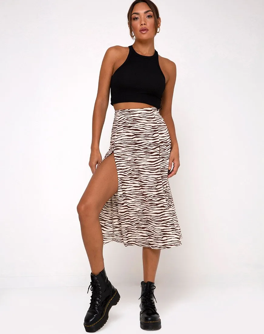 Malika Midi Skirt in Easy Tiger Cocoa