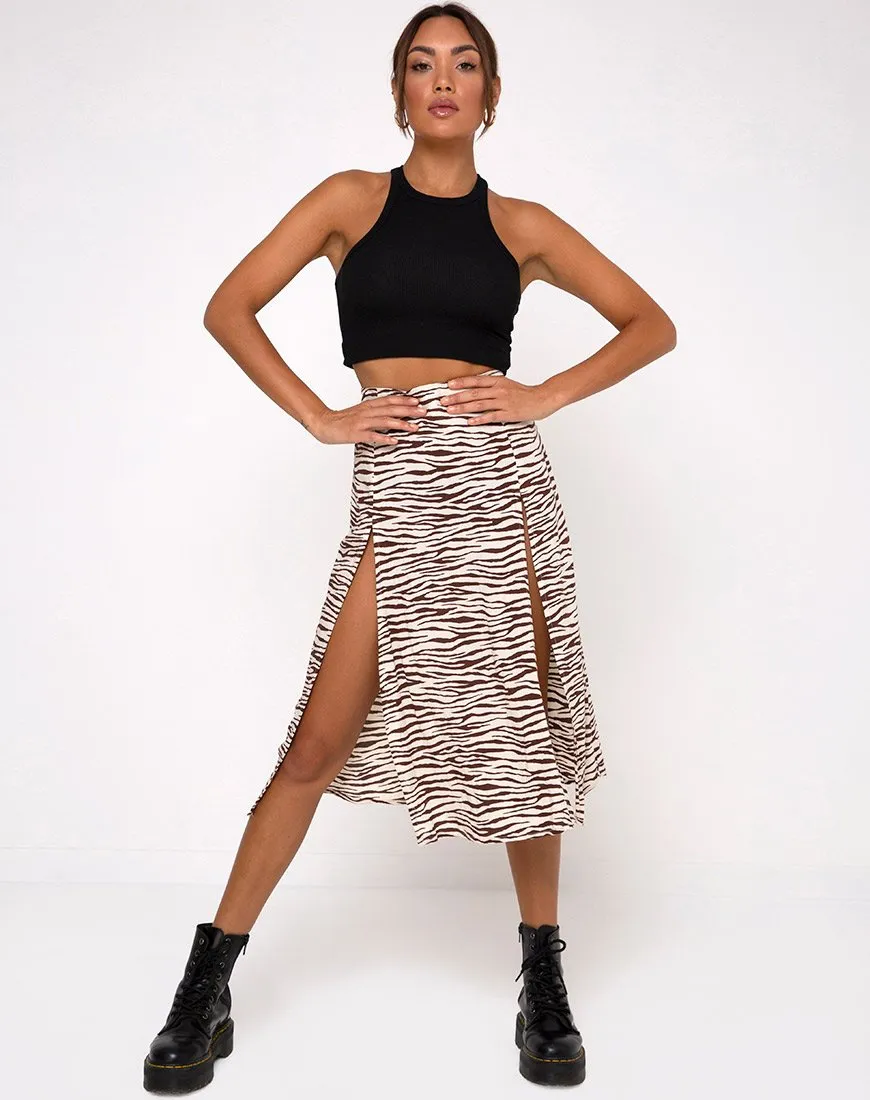 Malika Midi Skirt in Easy Tiger Cocoa