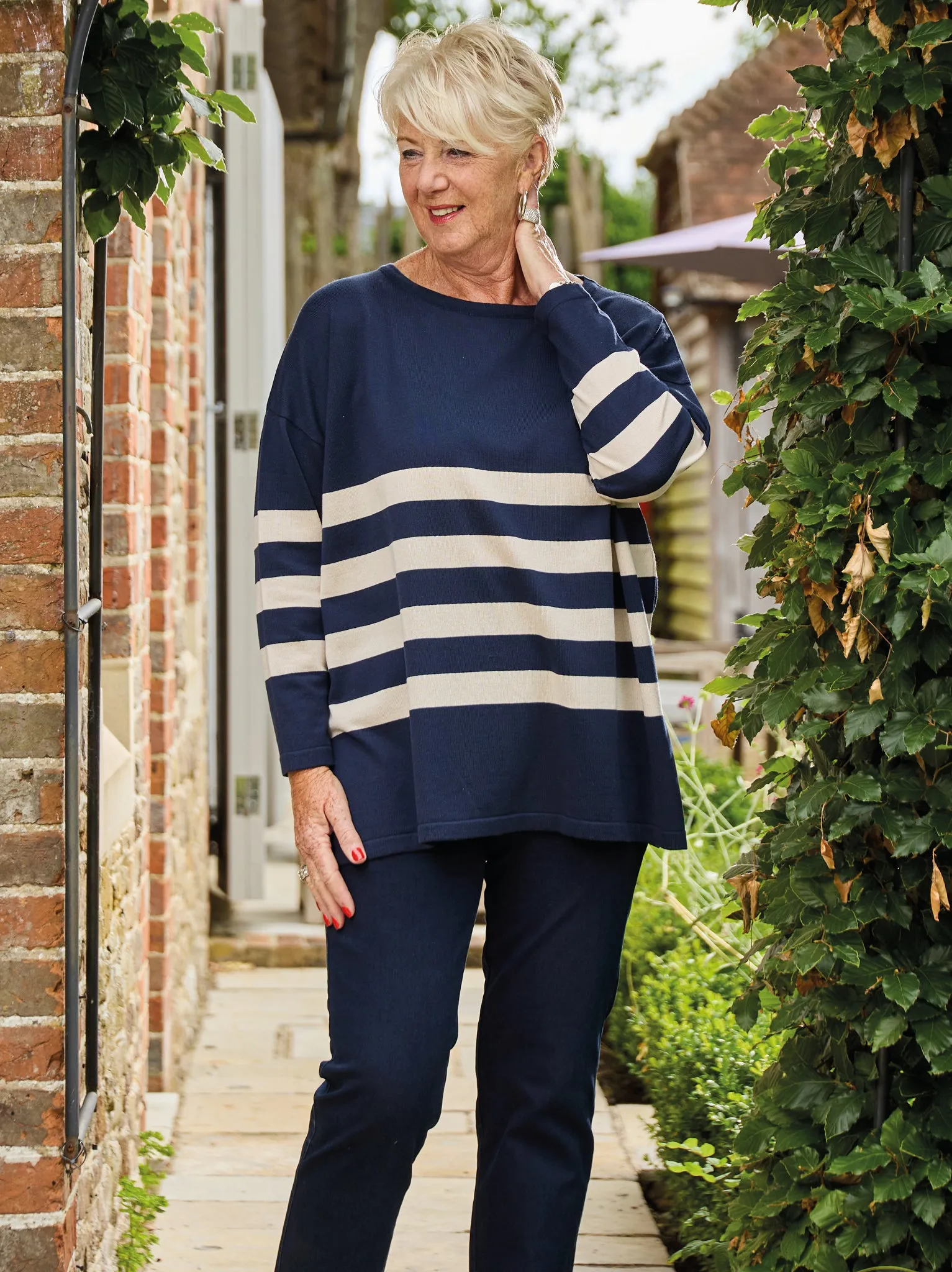 Marcella Knitted Jumper - Navy/Almond