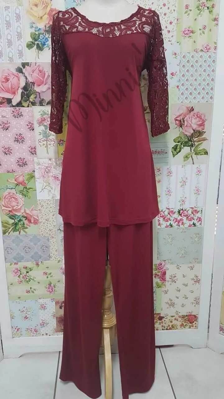 Maroon 3-Piece Pants Set SH055