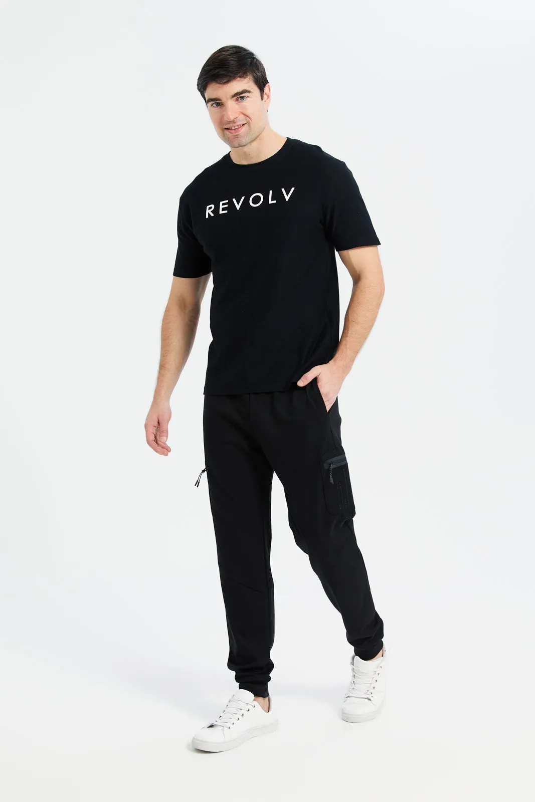 Men Black Plain Jogger Pants