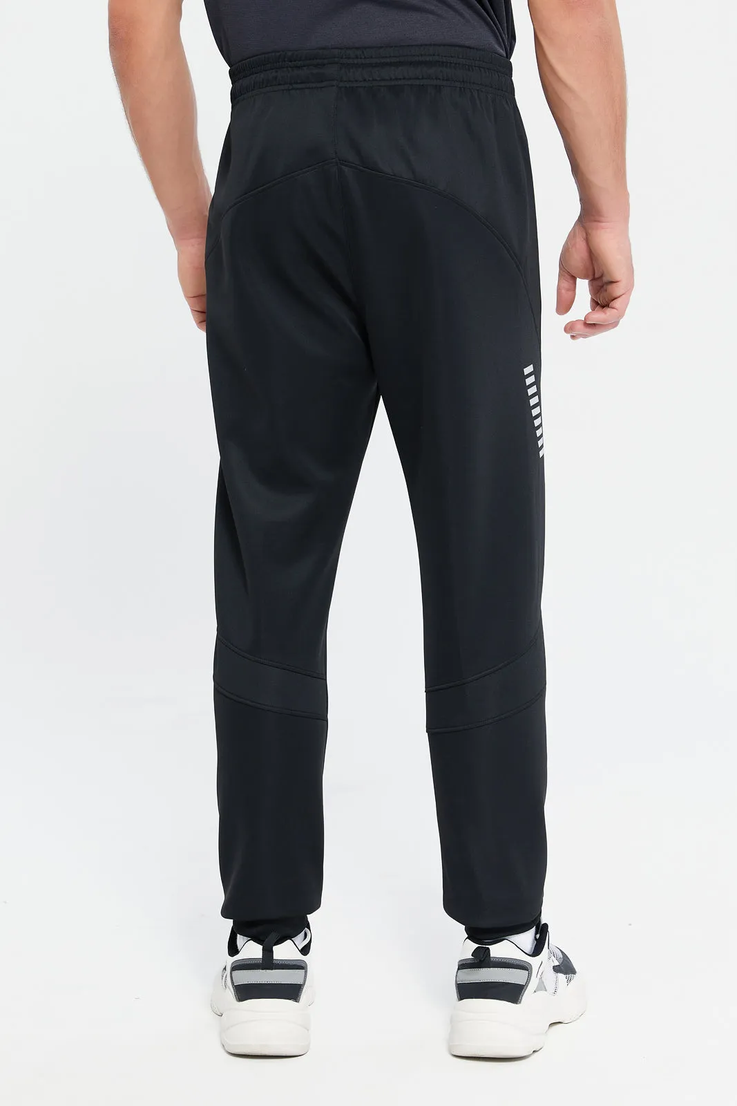 Men Black Side Print Active Pants