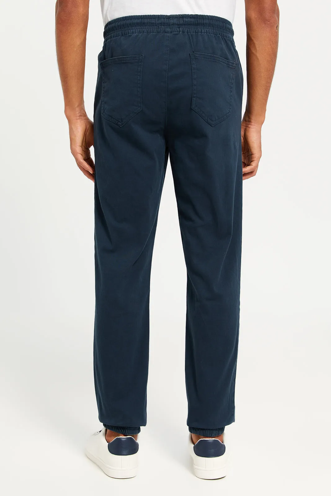 Men Navy Solid Twill Jogger