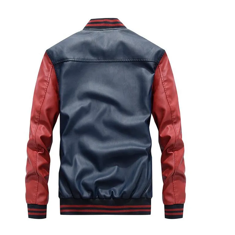 Mens Baseball Faux Leather Jacket