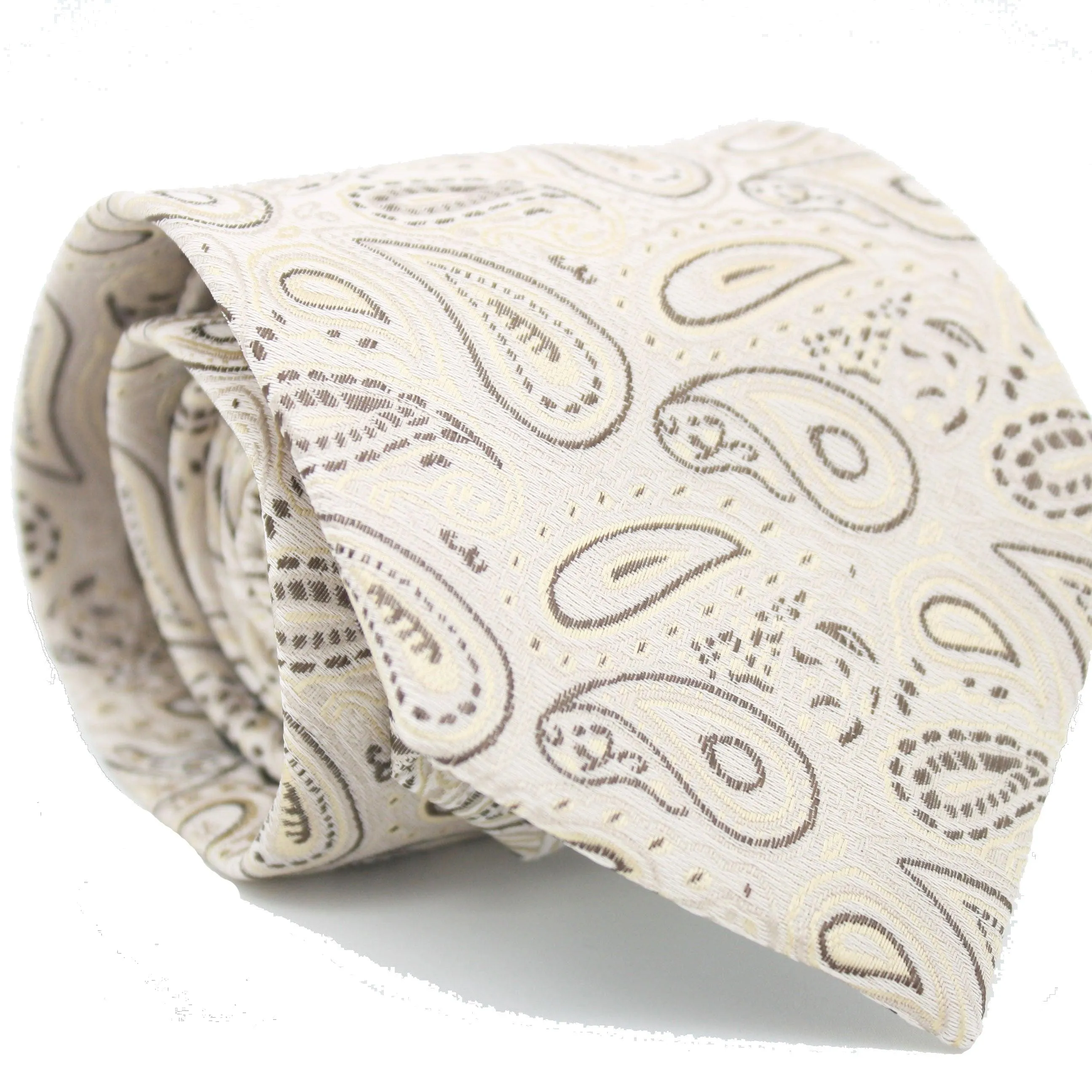 Mens Dads Classic Beige Paisley Pattern Business Casual Necktie & Hanky Set GF-4