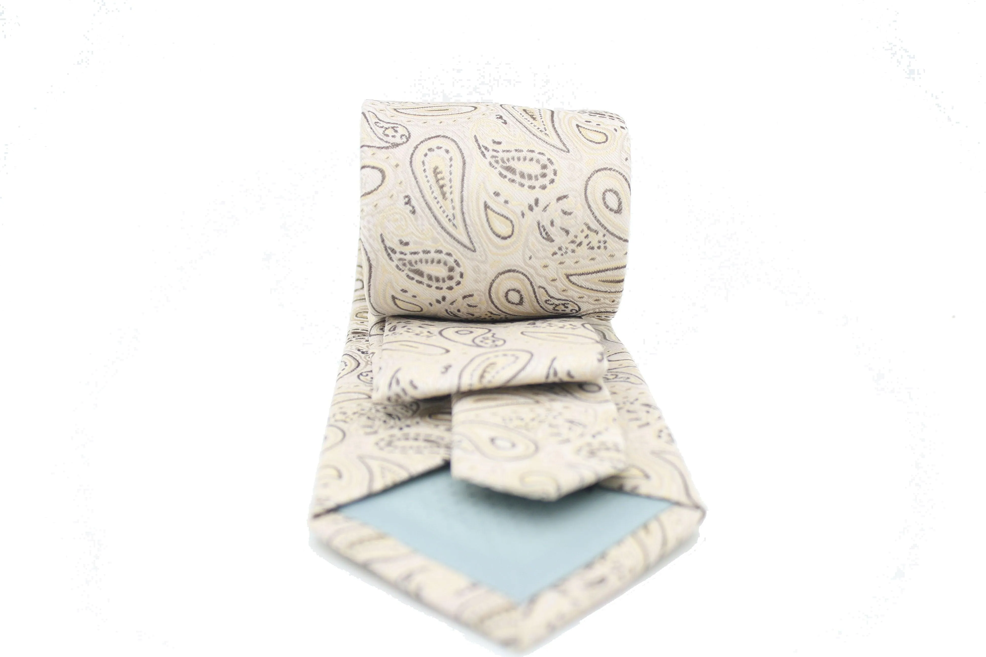 Mens Dads Classic Beige Paisley Pattern Business Casual Necktie & Hanky Set GF-4