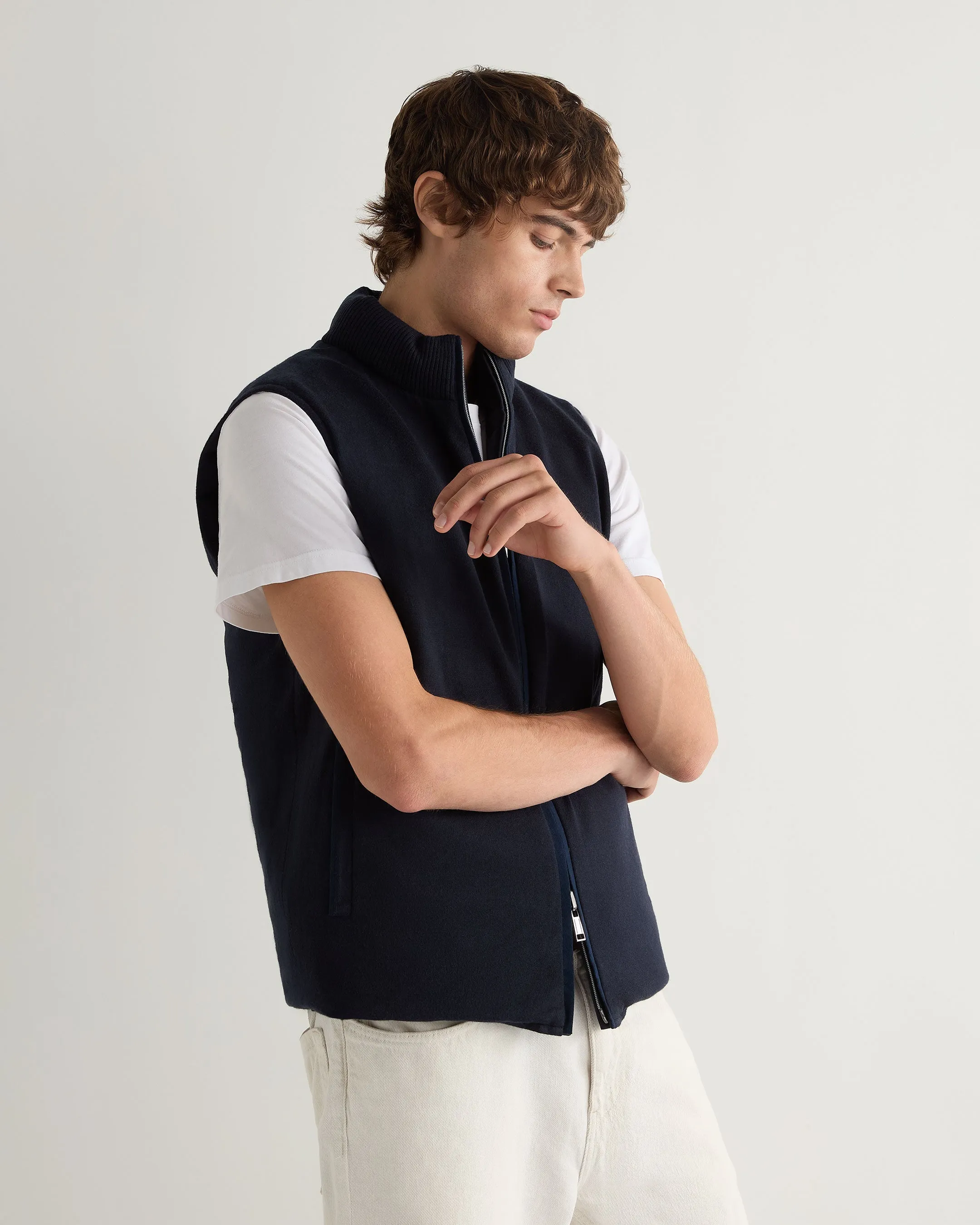 Men's Reversible Cotton Blend Gilet Navy Blue