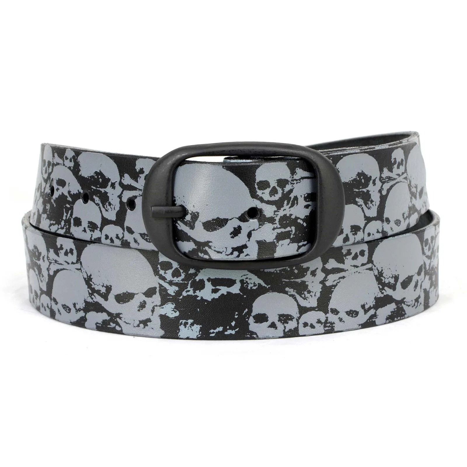 Milwaukee Leather MP7106 Men's Grey Skull Heads Black Genuine Leather