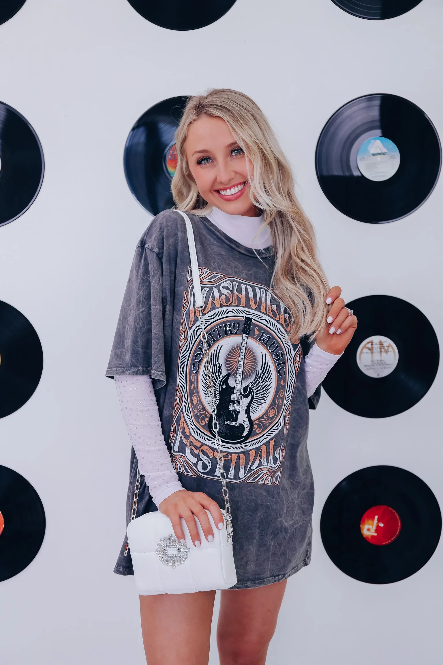 Nashville Festival Mineral Wash Graphic Tee - Charcoal