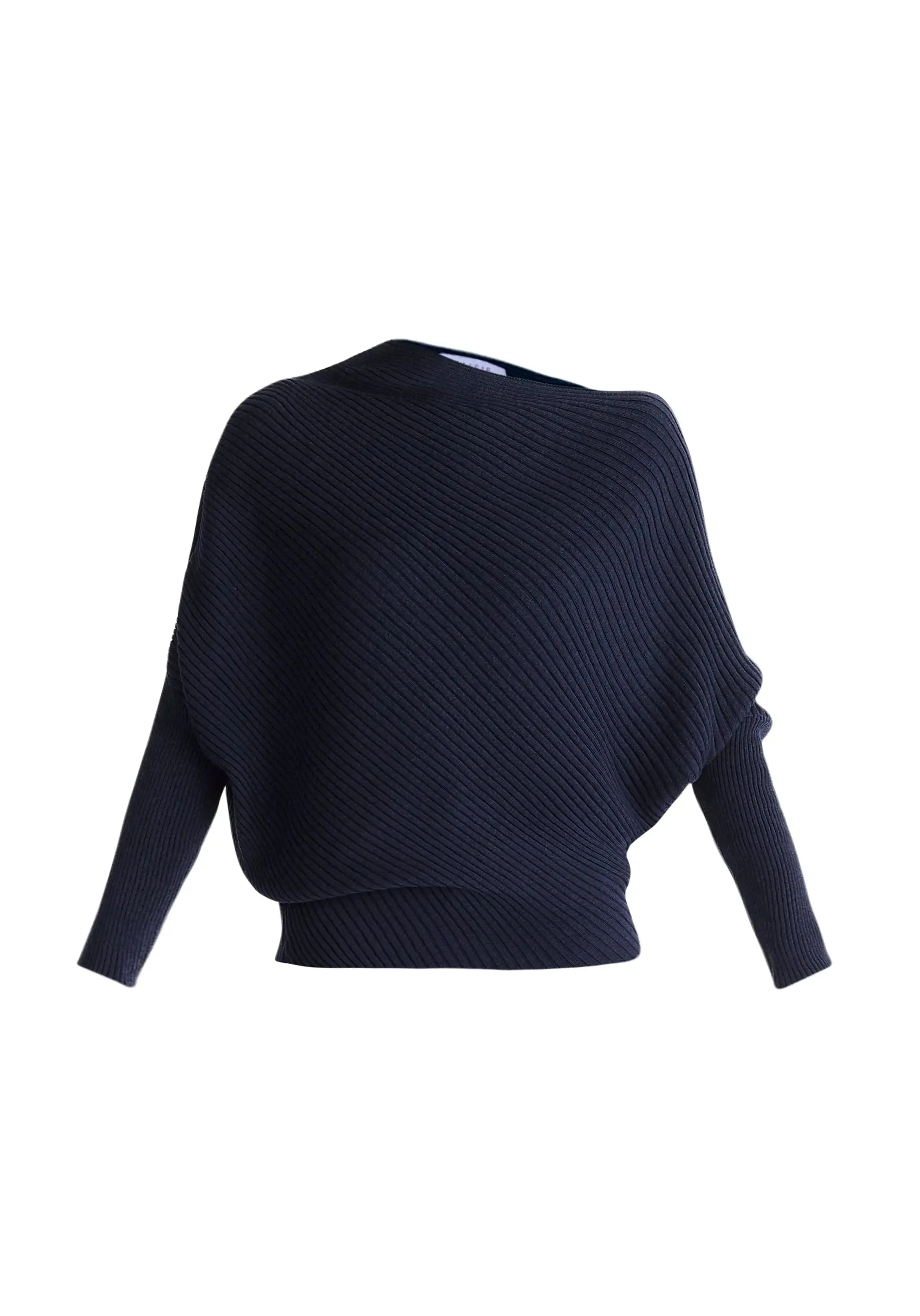 Navy Draped Knitted Jumper