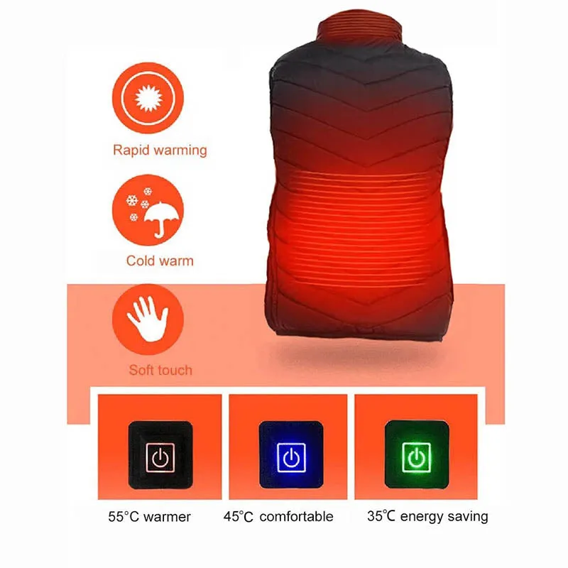 New Unisex Warming Heated Vest (9 Heating Zones)