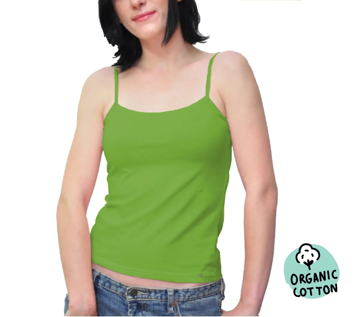 ORGANIC COTTON CAMISOLE TOP PACK OF 3 (RED/GREEN/BLACK)