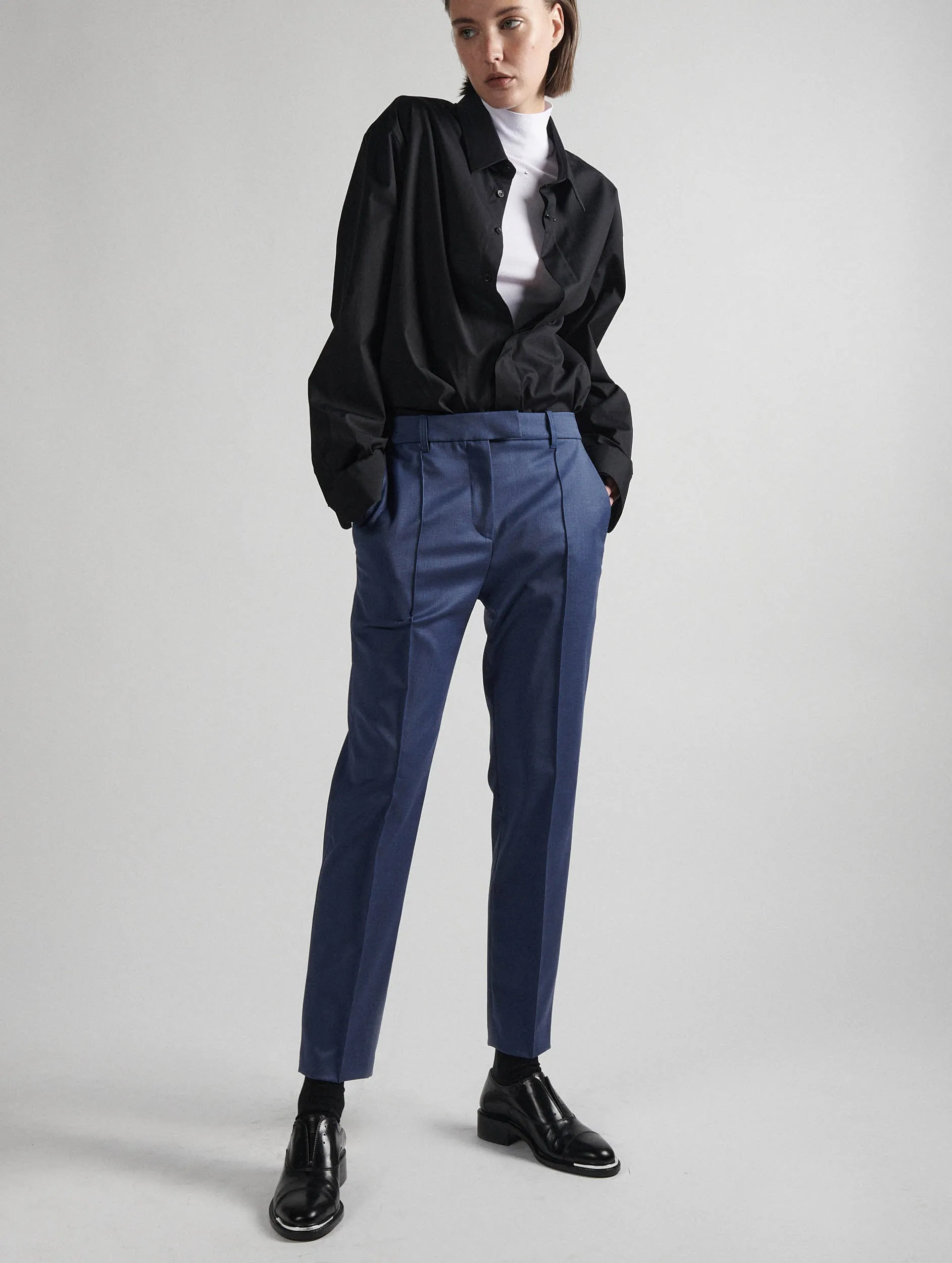 Pantalon Roxy en gabardine de laine stretch bleu