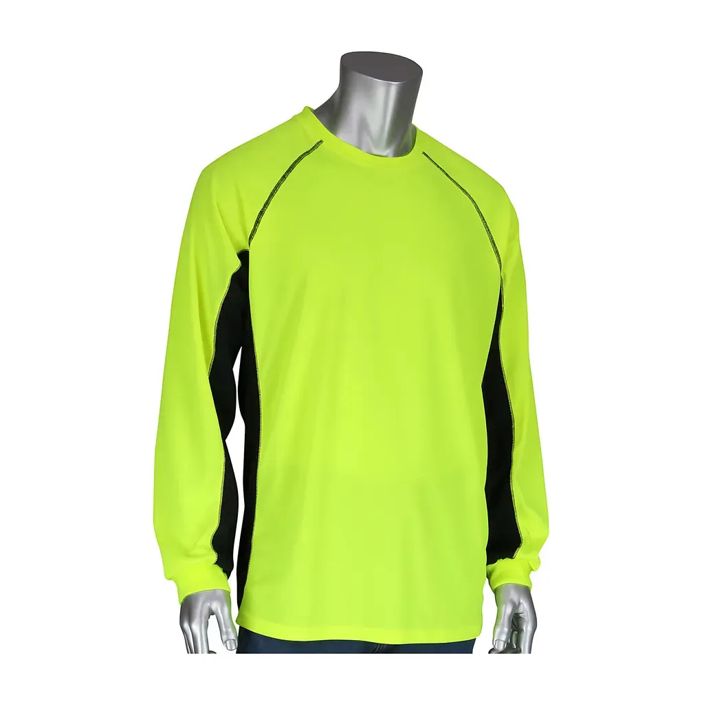 PIP 310-1150B-LY/2X Non-ANSI Long Sleeve T-Shirt with 50  UPF Sun Protection, Insect Repellent Treatment and Black Trim