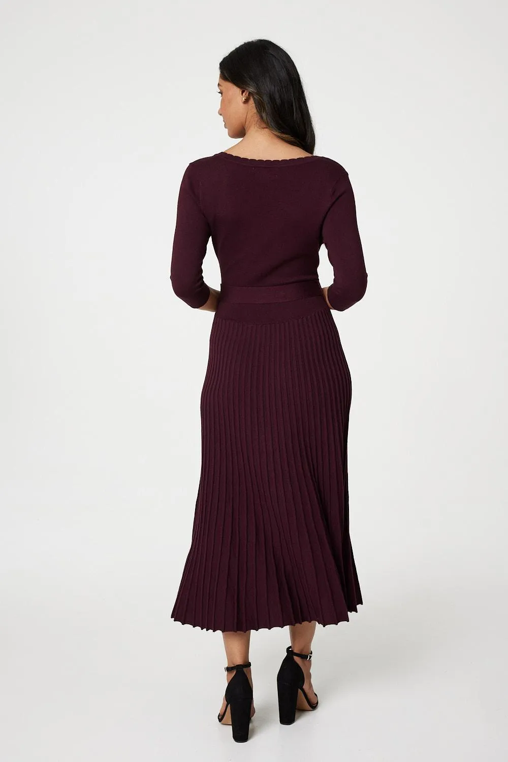 Pleated Midi Knit Dress