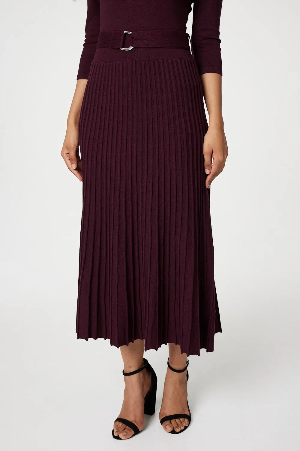 Pleated Midi Knit Dress