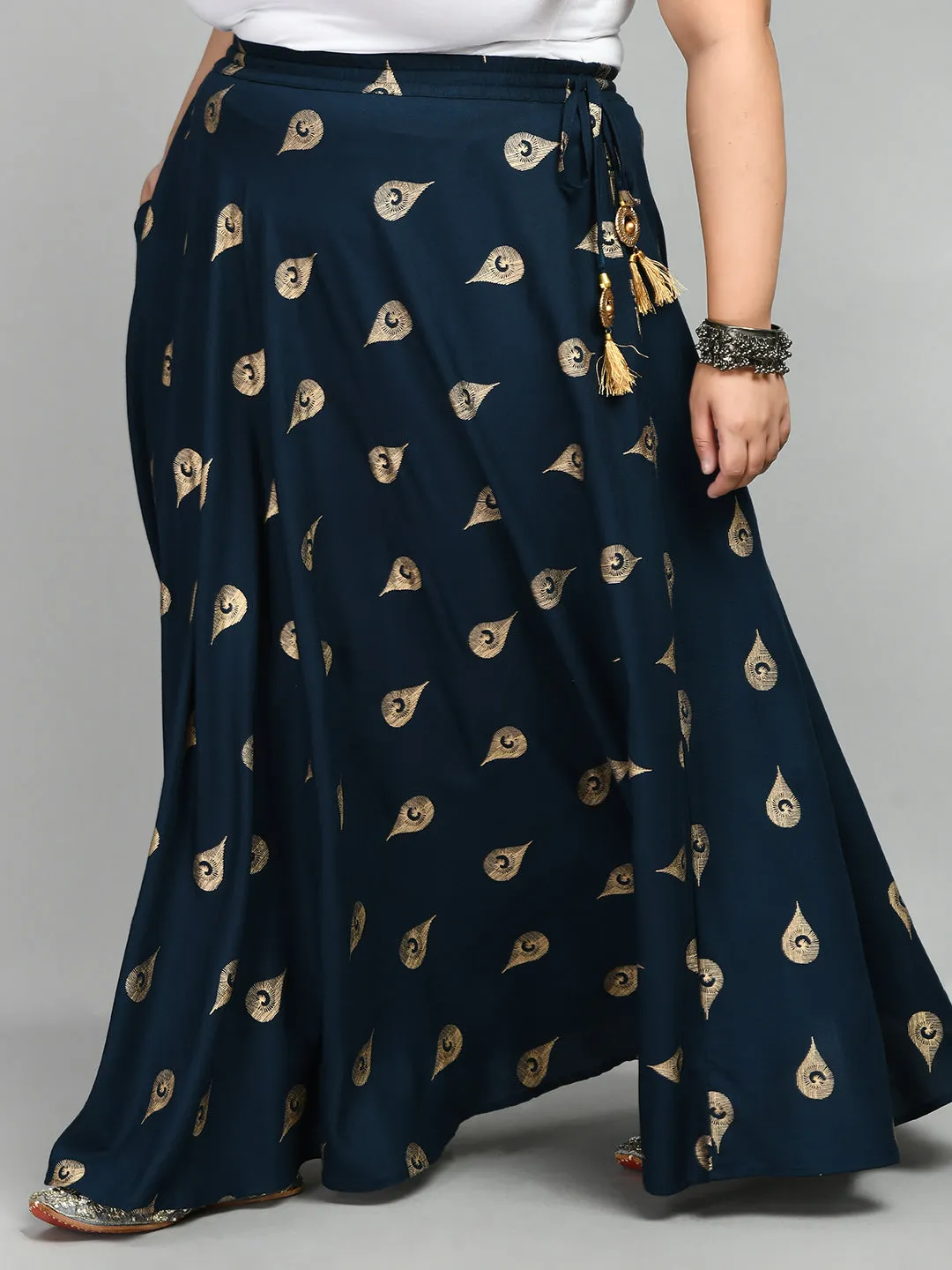 Plus Size Teal Treasure Plus Size Gold Skirt