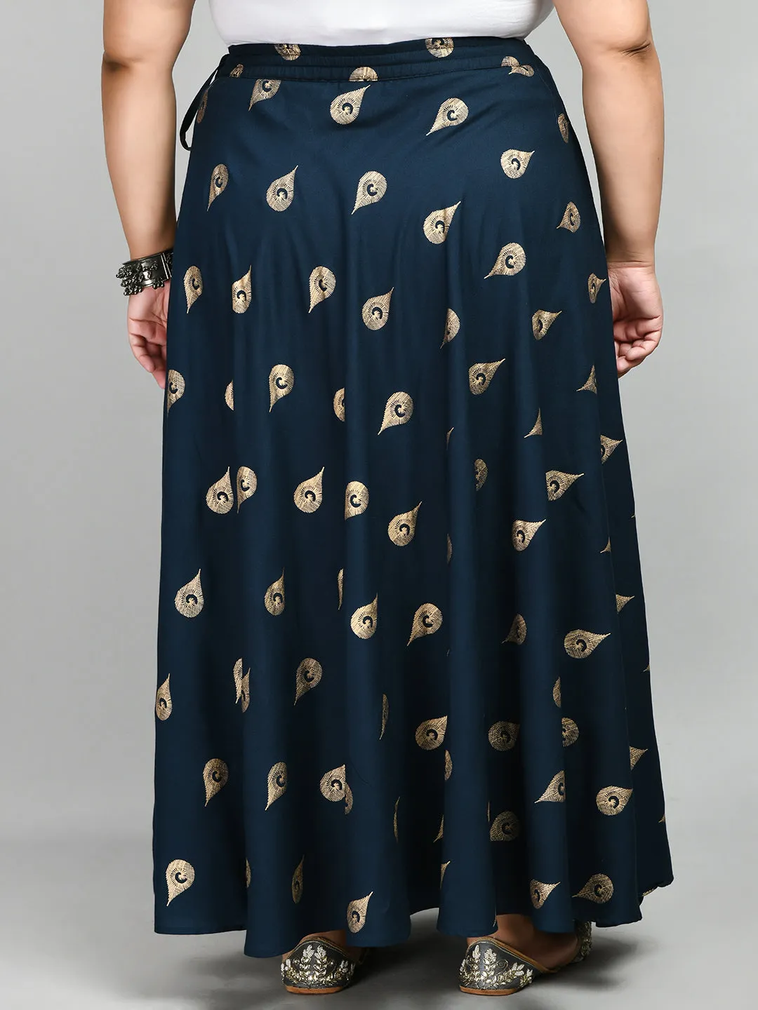 Plus Size Teal Treasure Plus Size Gold Skirt