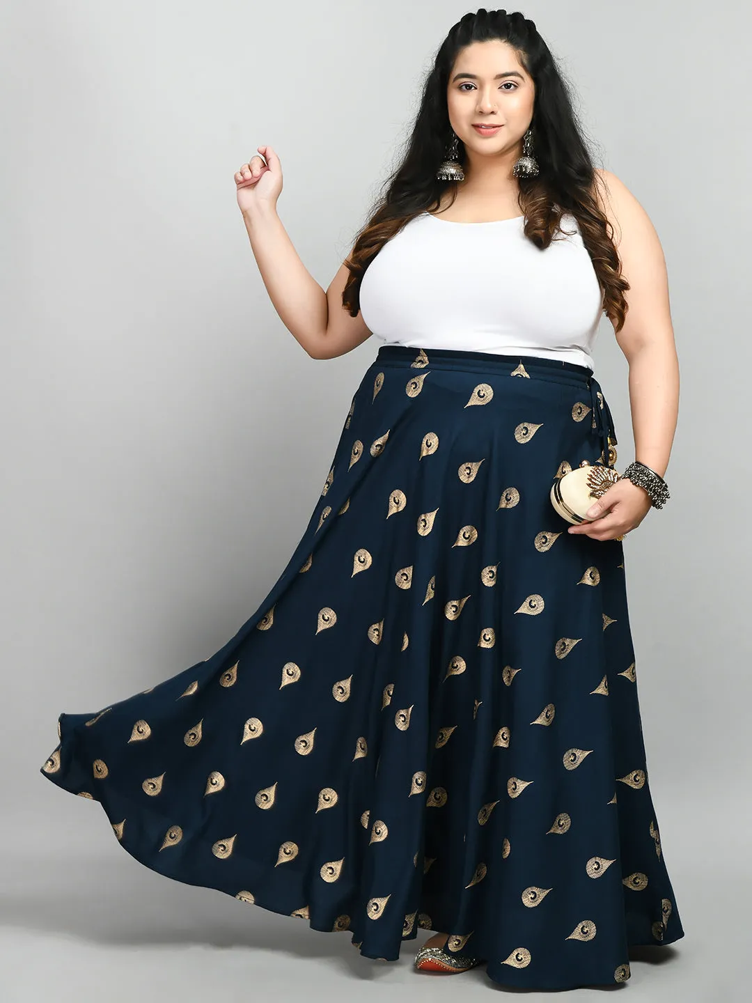 Plus Size Teal Treasure Plus Size Gold Skirt