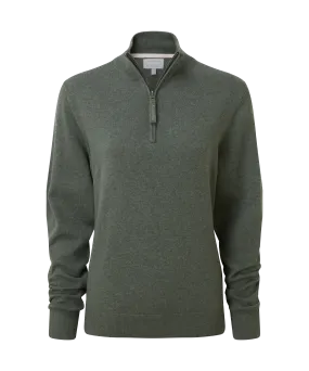 Polperro Quarter Zip Jumper - Country Green