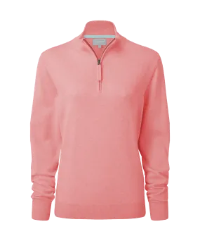 Polperro Quarter Zip Jumper - Flamingo