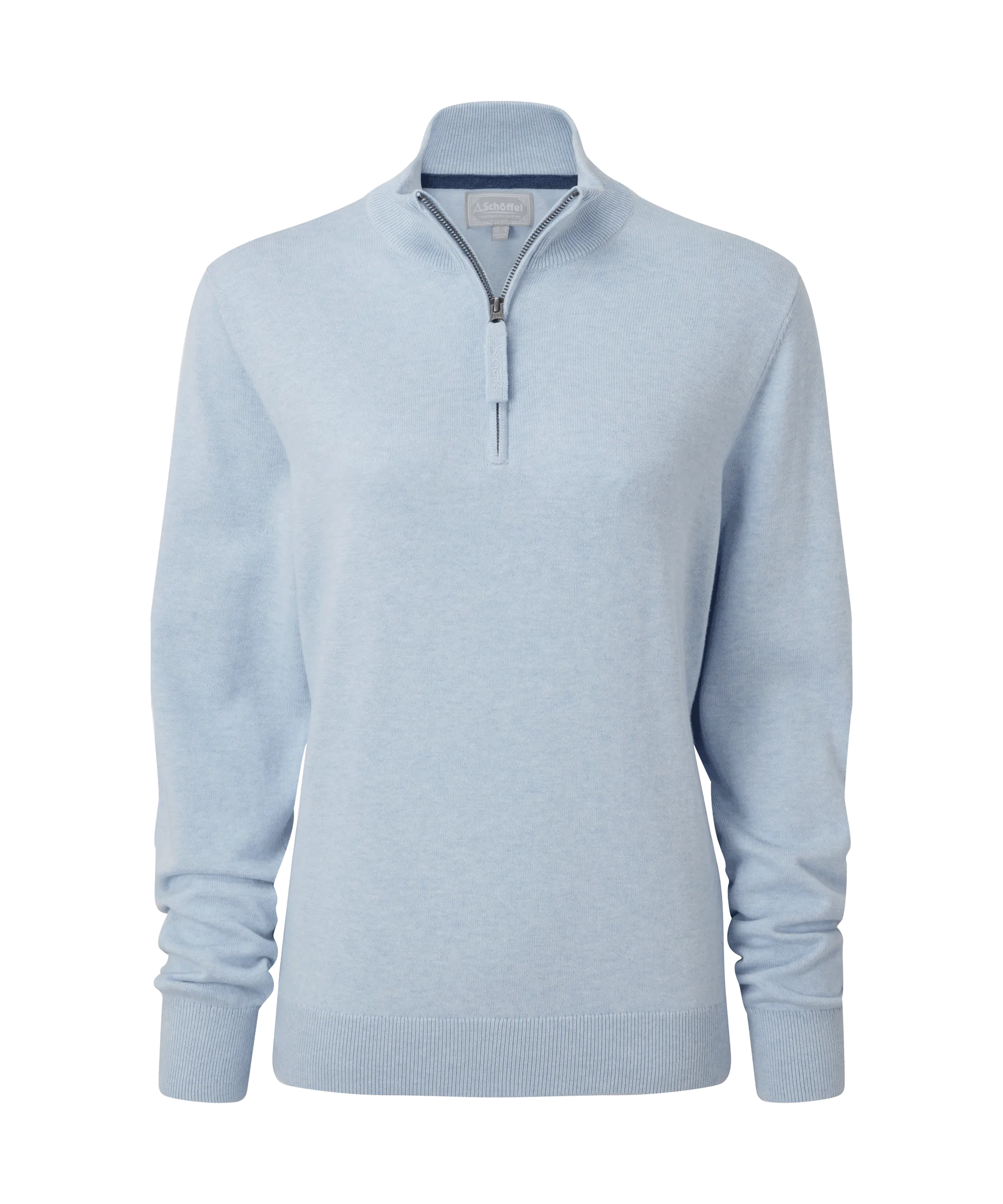 Polperro Quarter Zip Jumper - Pale Blue