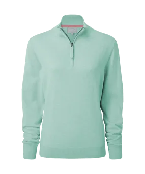 Polperro Quarter Zip Jumper - Pale Mint